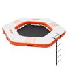 VEVOR Inflatable Floating Dock, ø8.5FT Inflatable Dock Platform with ø5FT Trampoline Mesh Pool, Non-Slip Floating Platform Water Mat with Portable Ba)