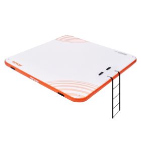 VEVOR Inflatable Floating Dock, 7 x 7FT Inflatable Dock Platform, Non-Slip Water Floating Dock Mat with Portable Carrying Bag & Detachable Ladder, Fl)