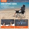 VEVOR Camping Folding Chair for Adults, Portable Heavy Duty Outdoor Quad Lumbar Back Padded Arm Chairs with Side Pockets, Cup Holder and Cooler Bag f)