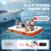 VEVOR Inflatable Floating Dock, 6 x 5FT Inflatable Dock Platform, Non-Slip Water Floating Dock Mat with Portable Carrying Bag & Detachable Ladder, Fl)