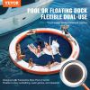 VEVOR Inflatable Floating Dock, ø8FT Inflatable Dock Platform with ø5FT Trampoline Mesh Pool, Non-Slip Floating Platform Water Mat with Portable Bag )
