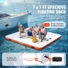 VEVOR Inflatable Floating Dock, 7 x 7FT Inflatable Dock Platform, Non-Slip Water Floating Dock Mat with Portable Carrying Bag & Detachable Ladder, Fl)