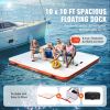 VEVOR Inflatable Floating Dock, 10 x 10FT Inflatable Dock Platform, Non-Slip Water Floating Dock Mat with Portable Carrying Bag & Detachable Ladder, )