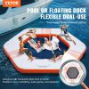 VEVOR Inflatable Floating Dock, ø8.5FT Inflatable Dock Platform with ø5FT Trampoline Mesh Pool, Non-Slip Floating Platform Water Mat with Portable Ba)
