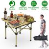 Folding Camping Table Portable Lightweight Carbon Steel Roll-up Picnic BBQ Desk with Carry Bag Heavy Duty for Outdoor Beach Backyard Party Patio Camp)
