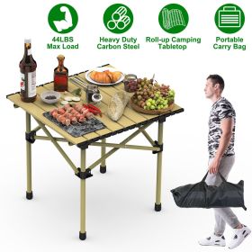 Folding Camping Table Portable Lightweight Carbon Steel Roll-up Picnic BBQ Desk with Carry Bag Heavy Duty for Outdoor Beach Backyard Party Patio Camp) (size: S(50x53CM))